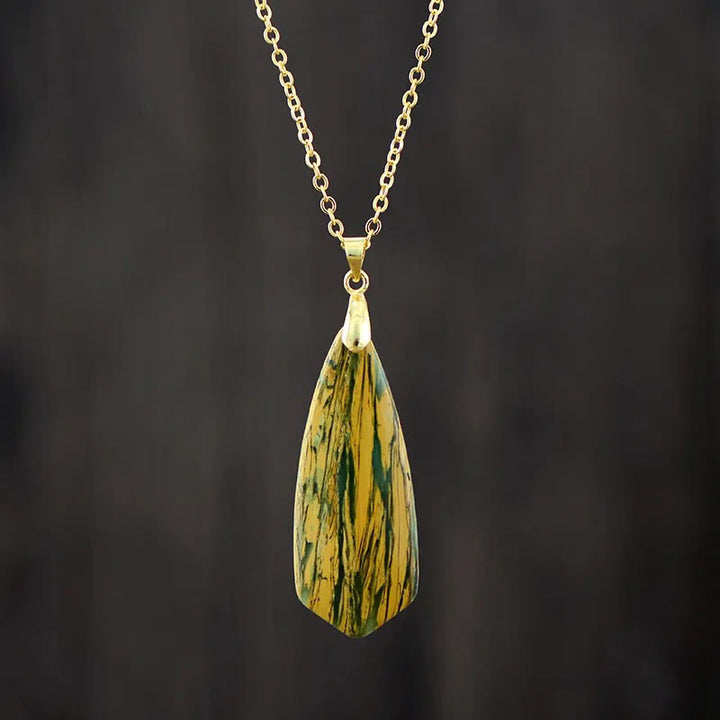 Buddha Stones, Pierres de l'Empereur, Colliers et Pendentifs du Bonheur - Chaîne en or avec pierre jaune de l'empereur - image 1