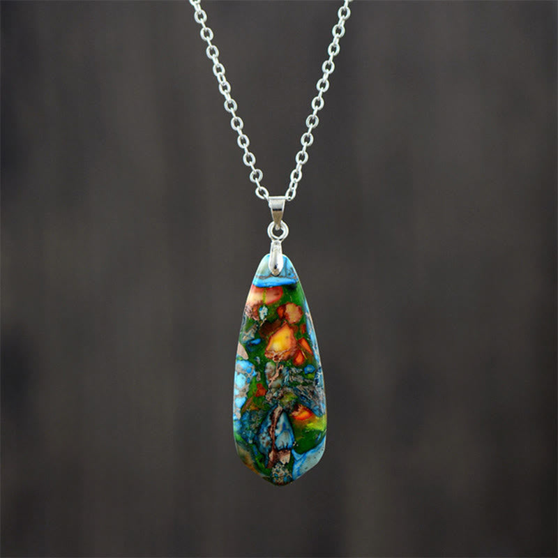 Buddha Stones, Pierres de l'Empereur, Colliers et Pendentifs du Bonheur - Pierre de l'Empereur Bleu Chaîne Blanche - image 5