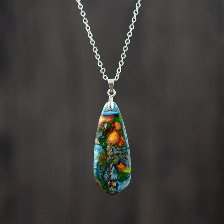 Buddha Stones, Pierres de l'Empereur, Colliers et Pendentifs du Bonheur - Pierre de l'Empereur Bleu Chaîne Blanche - image 5