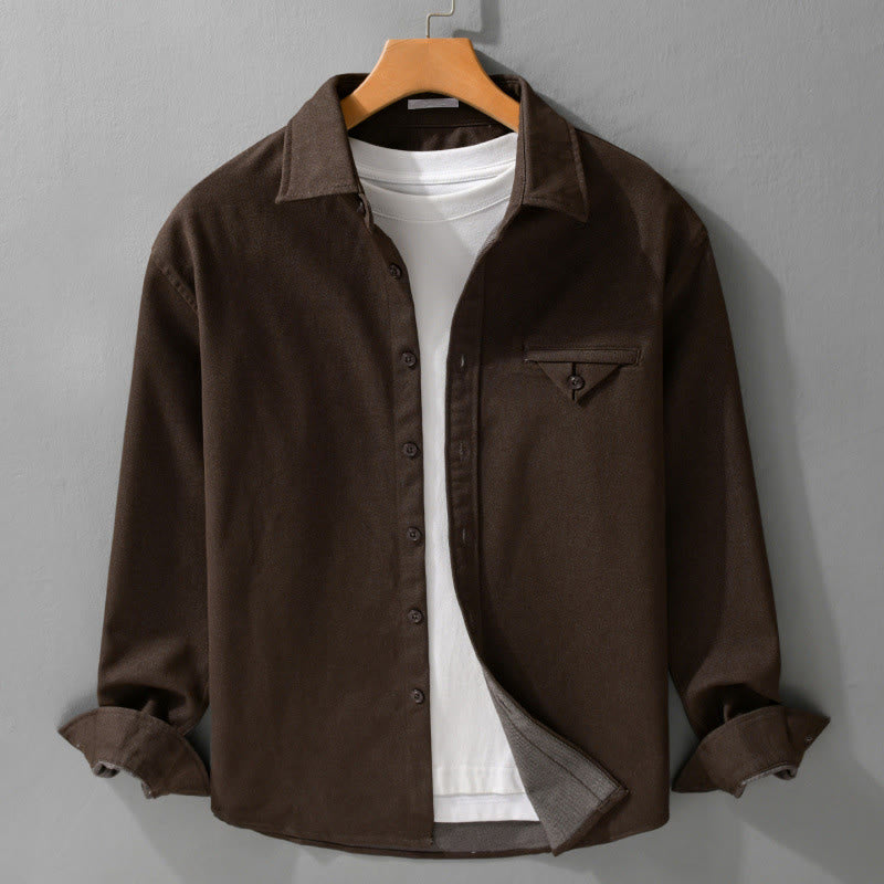 Chemise en coton à manches longues et col montant, Buddha Stones - SaddleBrown - US/UK/AU42，EU52 (3XL) - image 0