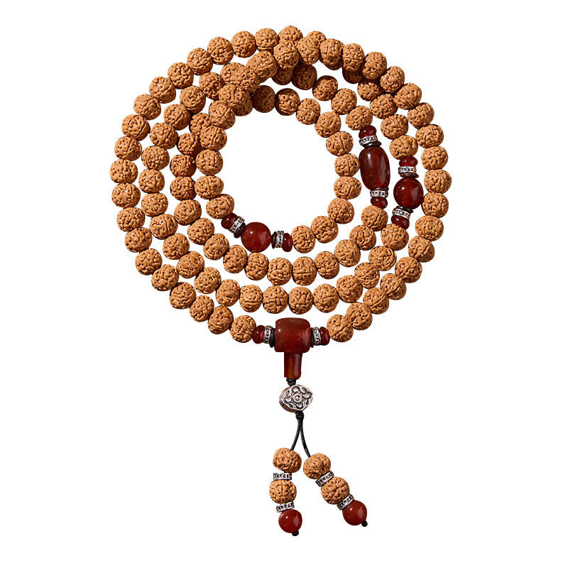 Mala de Buddha Stones tibétaines, 108 perles, graine de Bodhi, perle Dzi à trois yeux, porte-bonheur - image 11