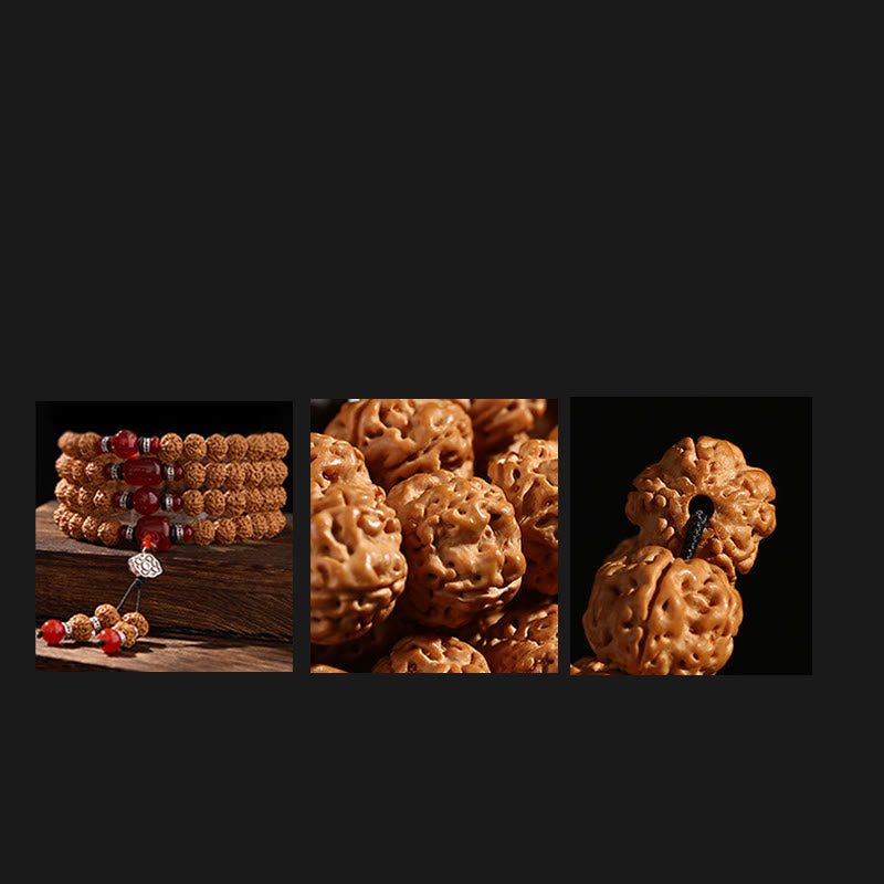 Mala de Buddha Stones tibétaines, 108 perles, graine de Bodhi, perle Dzi à trois yeux, porte-bonheur - image 10