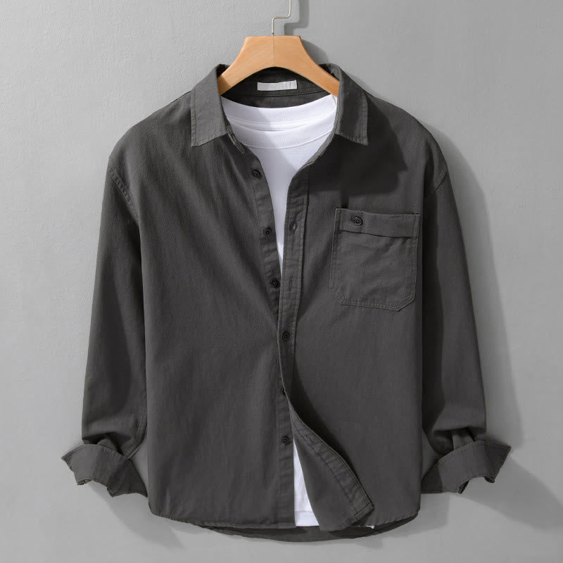 Chemise homme en coton à manches longues, col montant, motif Buddha Stones, boutonnée, avec poche décorative. - Gris sombre - US/UK/AU42，EU52 (3XL) - image 17