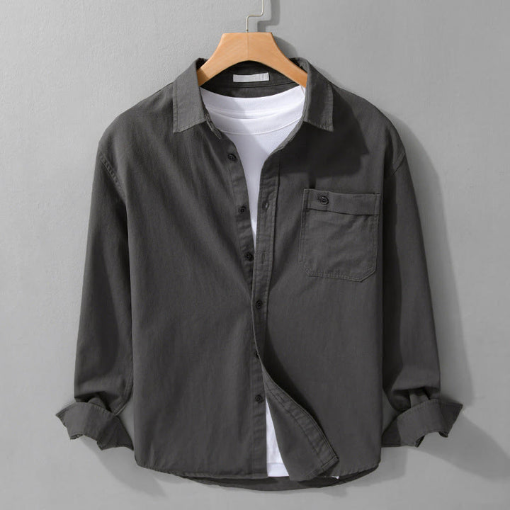 Chemise homme en coton à manches longues, col montant, motif Buddha Stones, boutonnée, avec poche décorative. - Gris sombre - US/UK/AU42，EU52 (3XL) - image 17