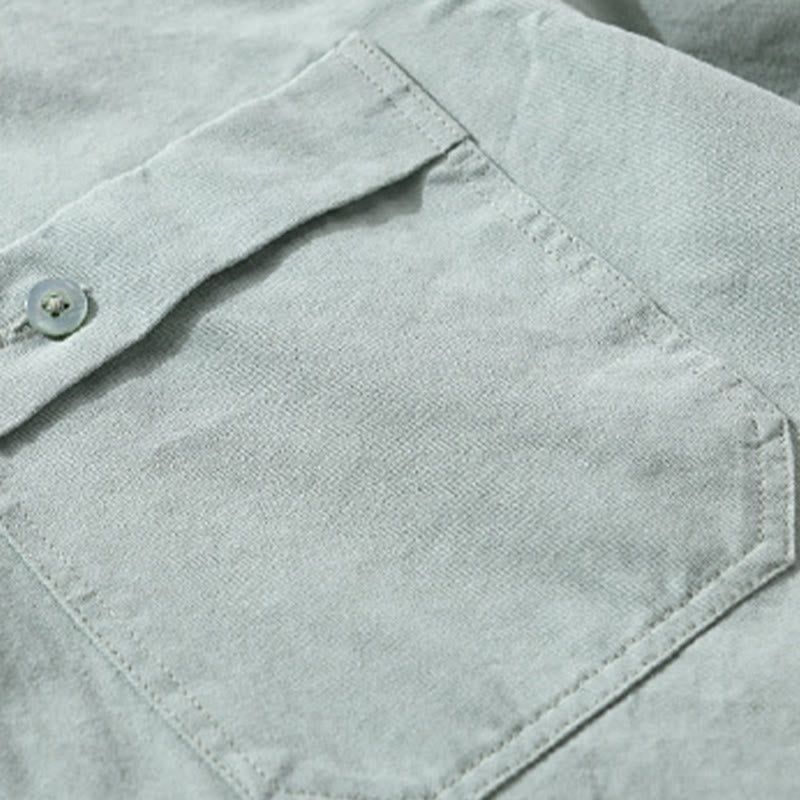 Chemise homme en coton à manches longues, col montant, motif Buddha Stones, boutonnée, avec poche décorative. - image 2