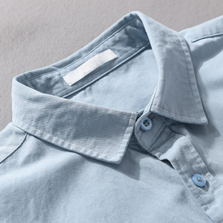 Chemise homme en coton à manches longues, col montant, motif Buddha Stones, boutonnée, avec poche décorative. - image 6