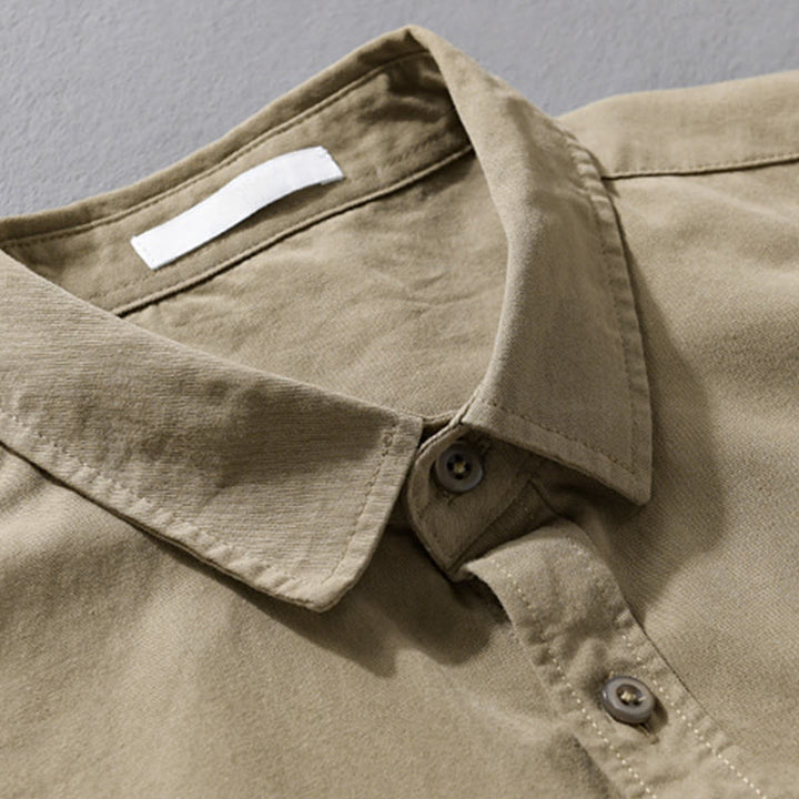 Chemise homme en coton à manches longues, col montant, motif Buddha Stones, boutonnée, avec poche décorative. - image 12