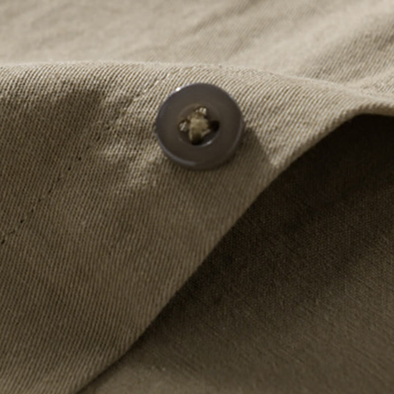 Chemise homme en coton à manches longues, col montant, motif Buddha Stones, boutonnée, avec poche décorative. - image 16