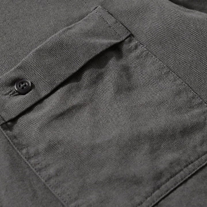 Chemise homme en coton à manches longues, col montant, motif Buddha Stones, boutonnée, avec poche décorative. - image 19