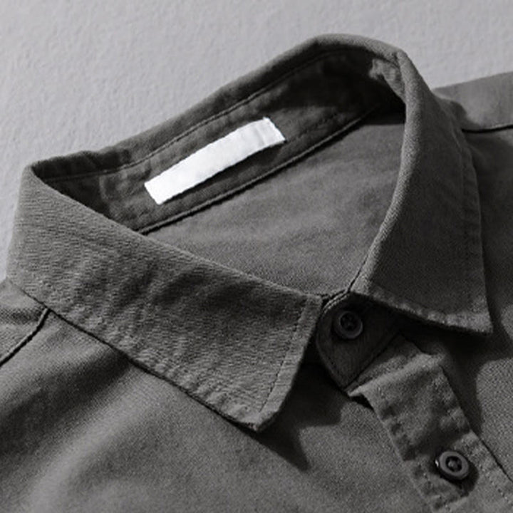 Chemise homme en coton à manches longues, col montant, motif Buddha Stones, boutonnée, avec poche décorative. - image 18