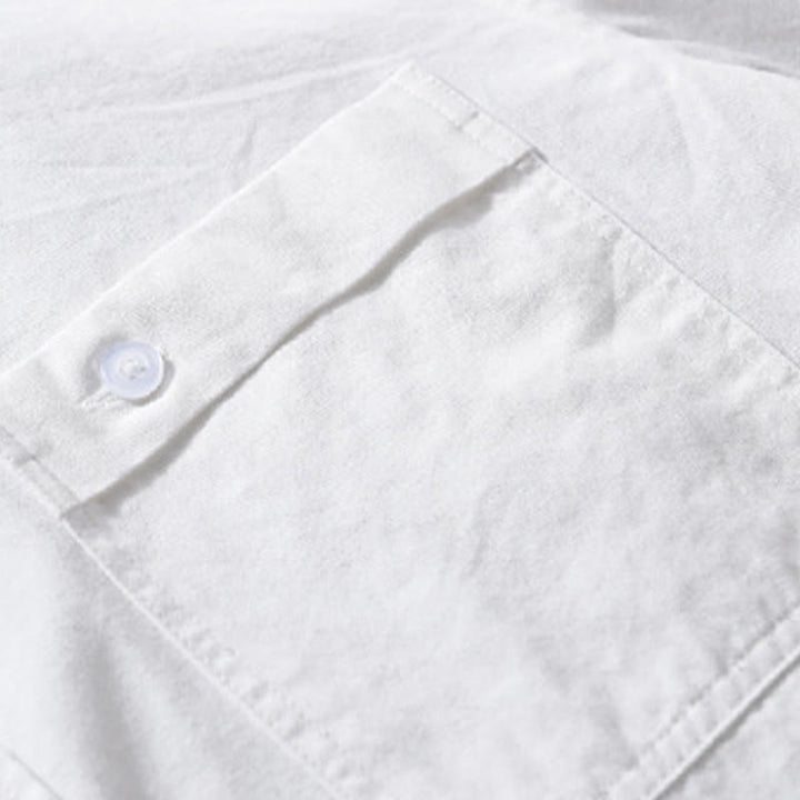 Chemise homme en coton à manches longues, col montant, motif Buddha Stones, boutonnée, avec poche décorative. - image 22