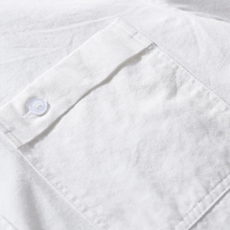 Chemise homme en coton à manches longues, col montant, motif Buddha Stones, boutonnée, avec poche décorative. - image 22