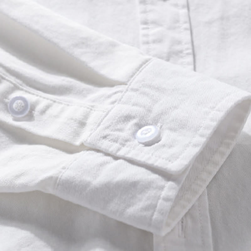 Chemise homme en coton à manches longues, col montant, motif Buddha Stones, boutonnée, avec poche décorative. - image 23