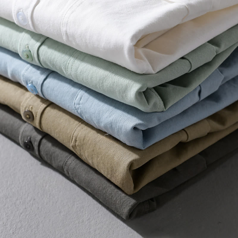 Chemise homme en coton à manches longues, col montant, motif Buddha Stones, boutonnée, avec poche décorative. - image 27