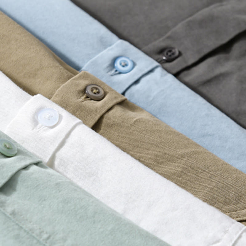 Chemise homme en coton à manches longues, col montant, motif Buddha Stones, boutonnée, avec poche décorative. - image 28