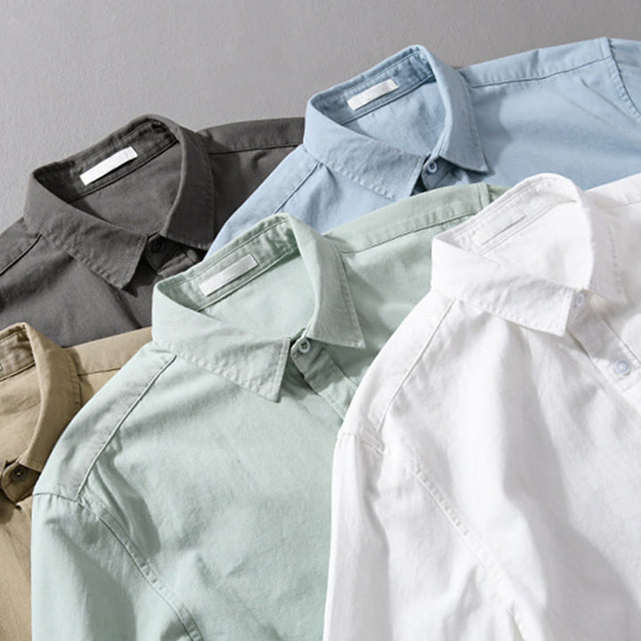 Chemise homme en coton à manches longues, col montant, motif Buddha Stones, boutonnée, avec poche décorative. - image 26