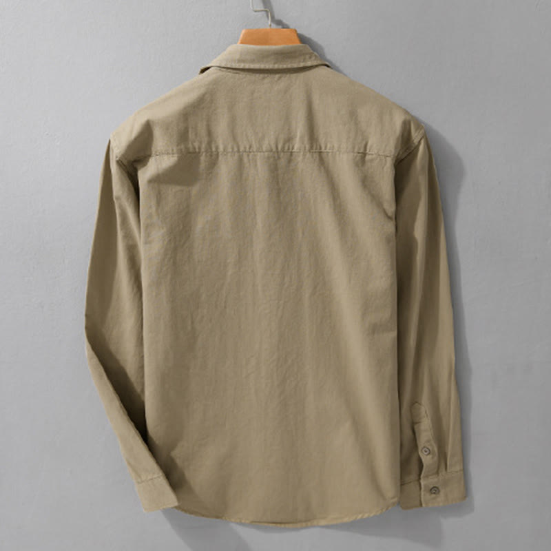 Chemise homme en coton à manches longues, col montant, motif Buddha Stones, boutonnée, avec poche décorative. - image 11