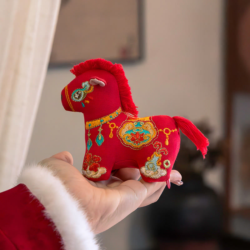 Buddha Stones, broderie rouge sur fil, décoration suspendue, année du Cheval - image 1