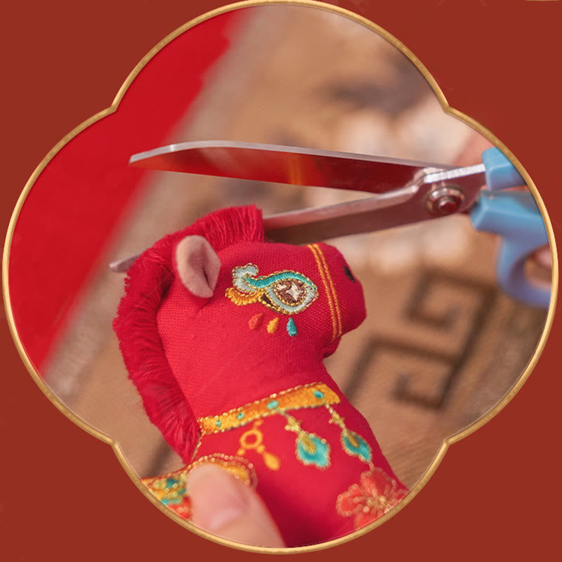 Buddha Stones, broderie rouge sur fil, décoration suspendue, année du Cheval - image 7