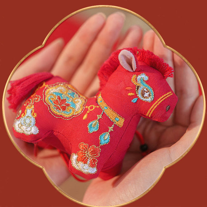 Buddha Stones, broderie rouge sur fil, décoration suspendue, année du Cheval - image 2