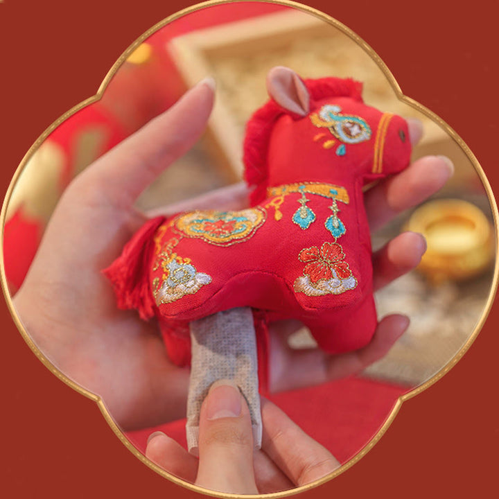 Buddha Stones, broderie rouge sur fil, décoration suspendue, année du Cheval - image 3