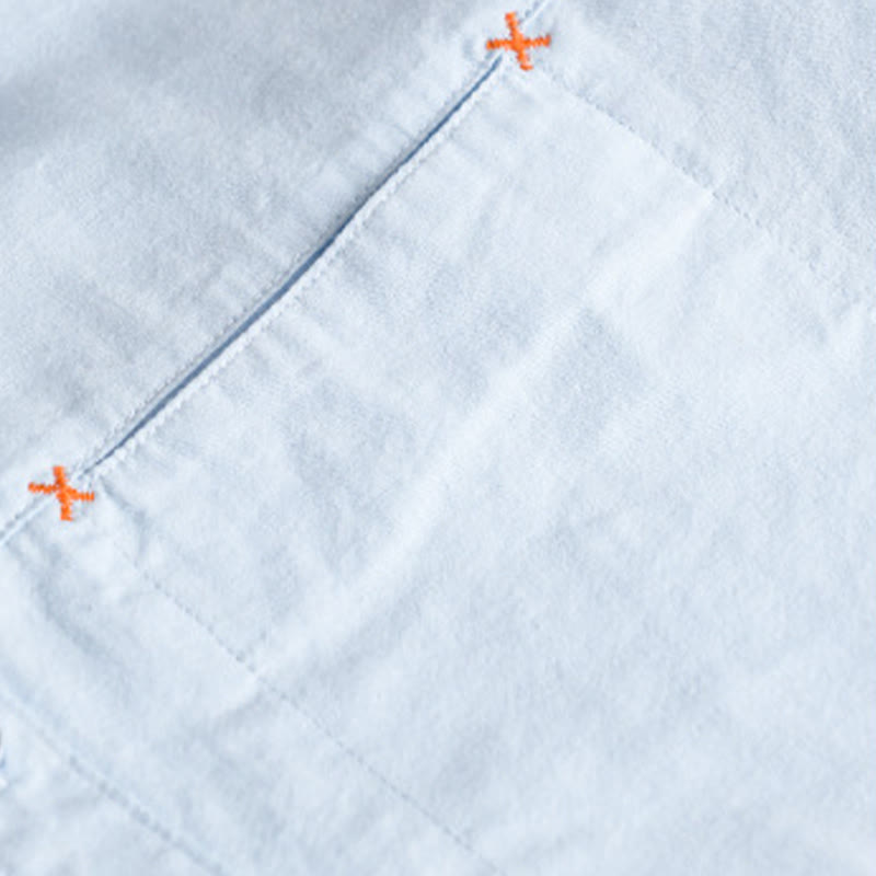 Chemise en coton à manches longues et col montant, ornée de boutons et d'une poche décorative, avec Buddha Stones et boutons décoratifs. - image 2