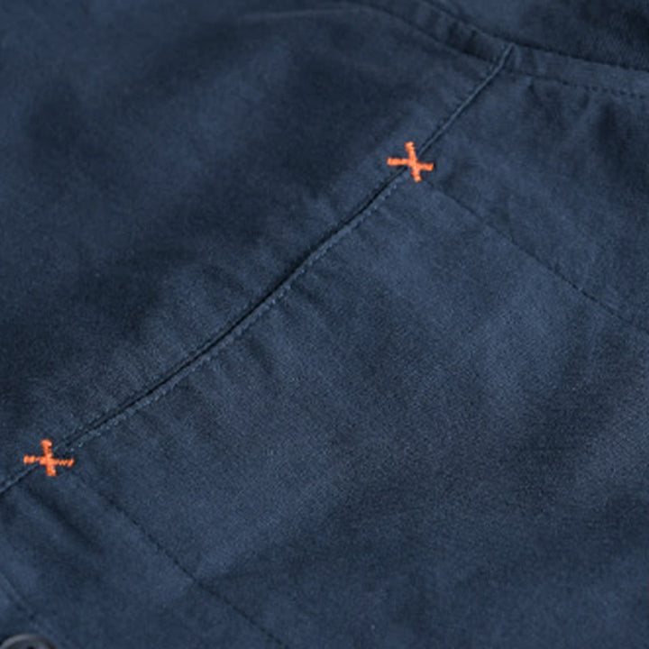 Chemise en coton à manches longues et col montant, ornée de boutons et d'une poche décorative, avec Buddha Stones et boutons décoratifs. - image 17