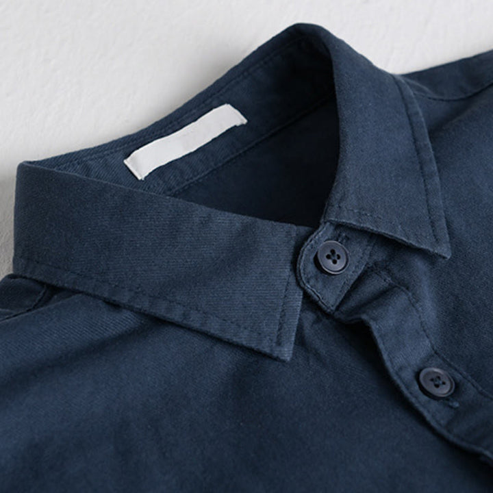 Chemise en coton à manches longues et col montant, ornée de boutons et d'une poche décorative, avec Buddha Stones et boutons décoratifs. - image 15