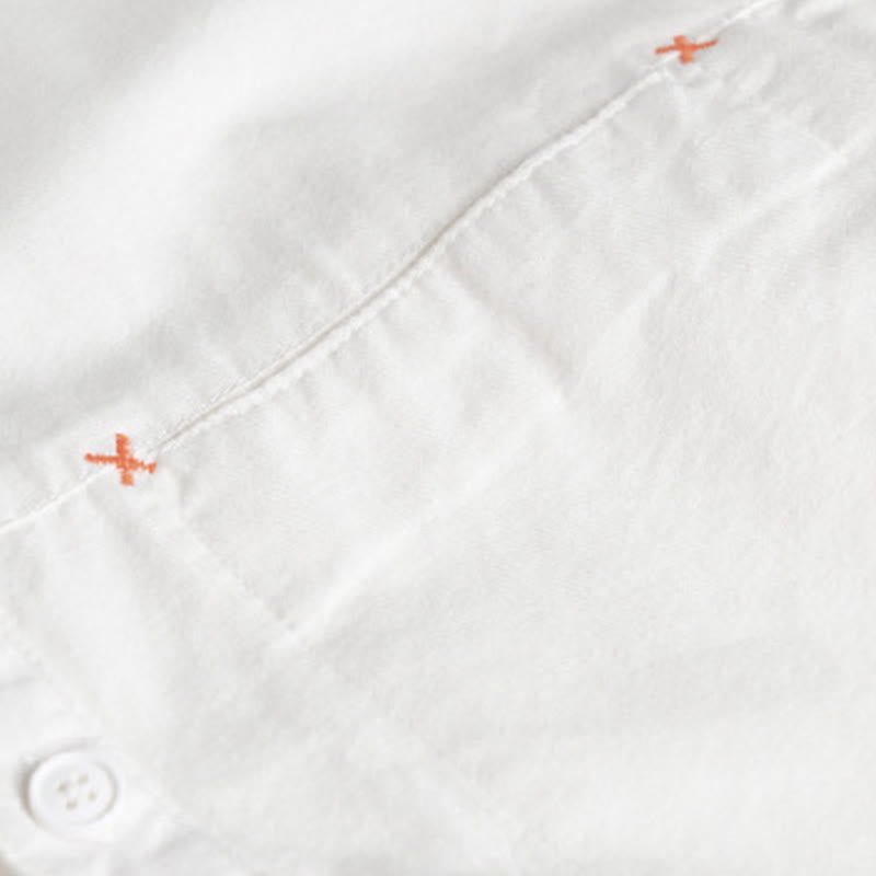 Chemise en coton à manches longues et col montant, ornée de boutons et d'une poche décorative, avec Buddha Stones et boutons décoratifs. - image 22