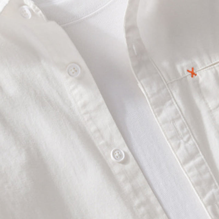 Chemise en coton à manches longues et col montant, ornée de boutons et d'une poche décorative, avec Buddha Stones et boutons décoratifs. - image 20