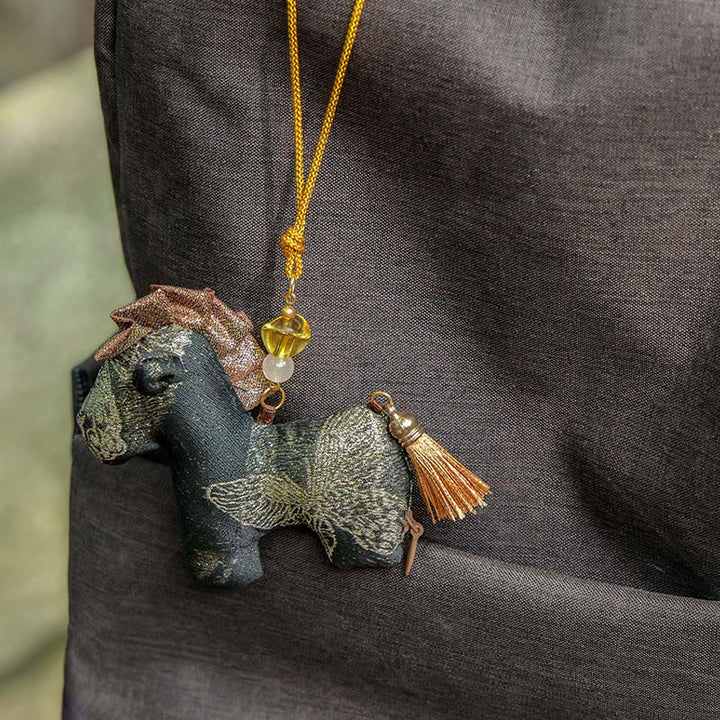 Buddha Stones Année du Cheval Broderie à pompon rouge Décoration suspendue - image 11