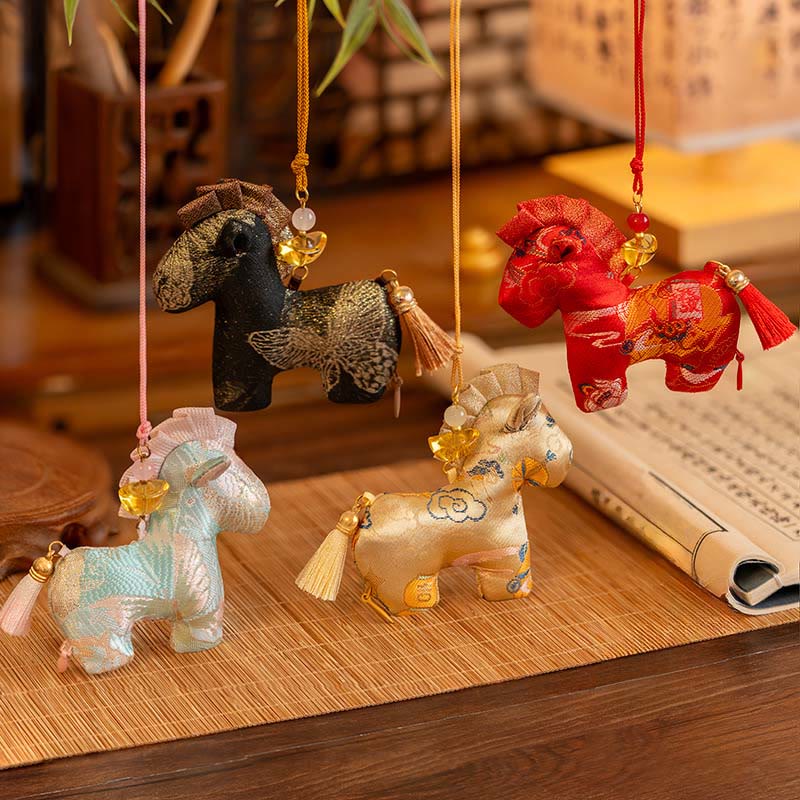 Buddha Stones Année du Cheval Broderie à pompon rouge Décoration suspendue - image 18