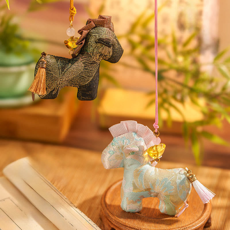 Buddha Stones Année du Cheval Broderie à pompon rouge Décoration suspendue - image 19