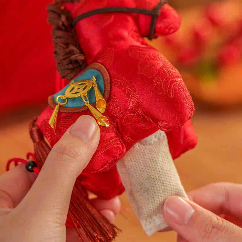 Buddha Stones Année du Cheval Broderie fil rouge Décoration suspendue Liberté - image 5