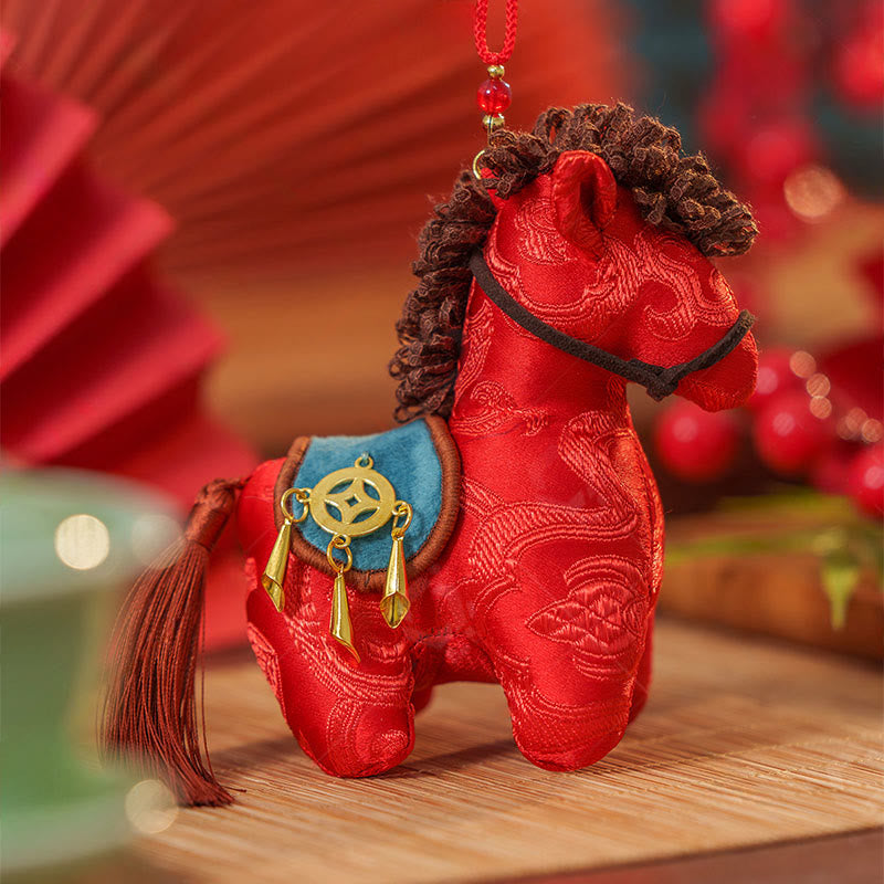 Buddha Stones Année du Cheval Broderie fil rouge Décoration suspendue Liberté - image 1