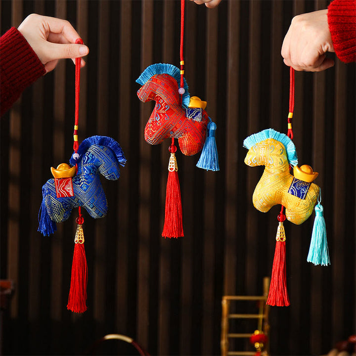 Buddha Stones Année du Cheval Broderie fil rouge Lingot Pompon Décoration - image 15