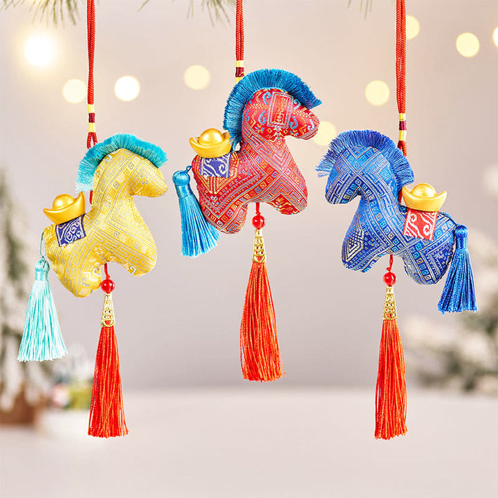 Buddha Stones Année du Cheval Broderie fil rouge Lingot Pompon Décoration - image 21