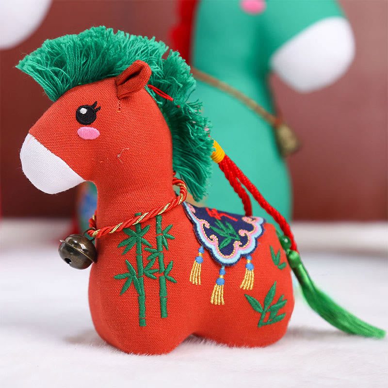 Buddha Stones Année du Cheval Cordon rouge en cuivre Personnage Fu Décoration intérieure - Pas d'accidents Red Horse - 22*22*9 cm - image 0