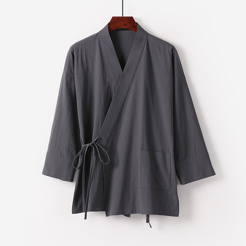 Ensemble kimono d'automne en coton à lacets, pantalon large longueur cheville avec poches, 2 pièces , Buddha Stones - image 2