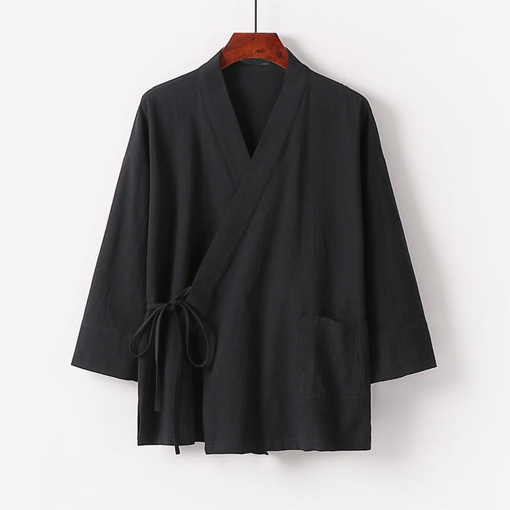 Ensemble kimono d'automne en coton à lacets, pantalon large longueur cheville avec poches, 2 pièces , Buddha Stones - image 6