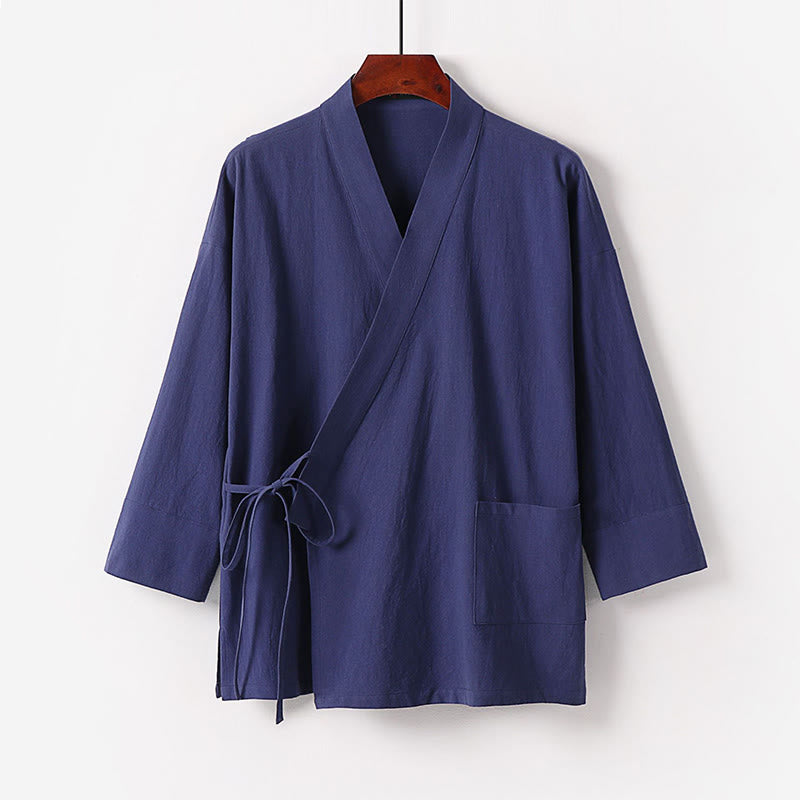 Ensemble kimono d'automne en coton à lacets, pantalon large longueur cheville avec poches, 2 pièces , Buddha Stones - image 10