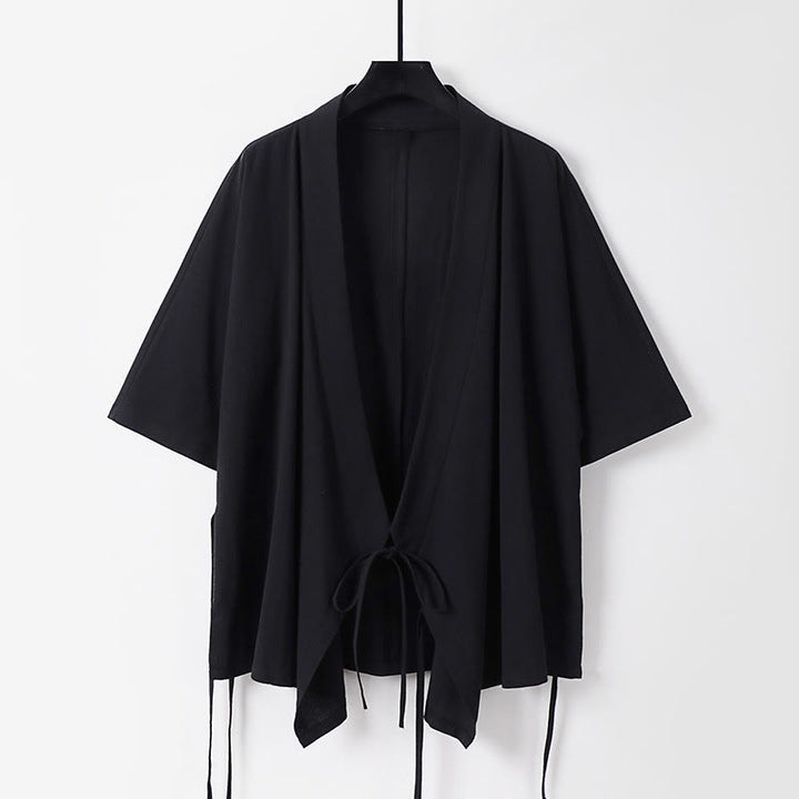 Ensemble kimono d'automne 2 pièces en coton à lacets, manches trois-quarts, pantalon à cordon et poches, avec Buddha Stones - Vêtement de méditation pour homme - image 5