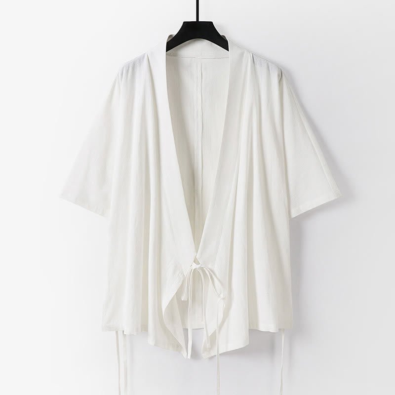 Ensemble kimono d'automne 2 pièces en coton à lacets, manches trois-quarts, pantalon à cordon et poches, avec Buddha Stones - Vêtement de méditation pour homme - image 11