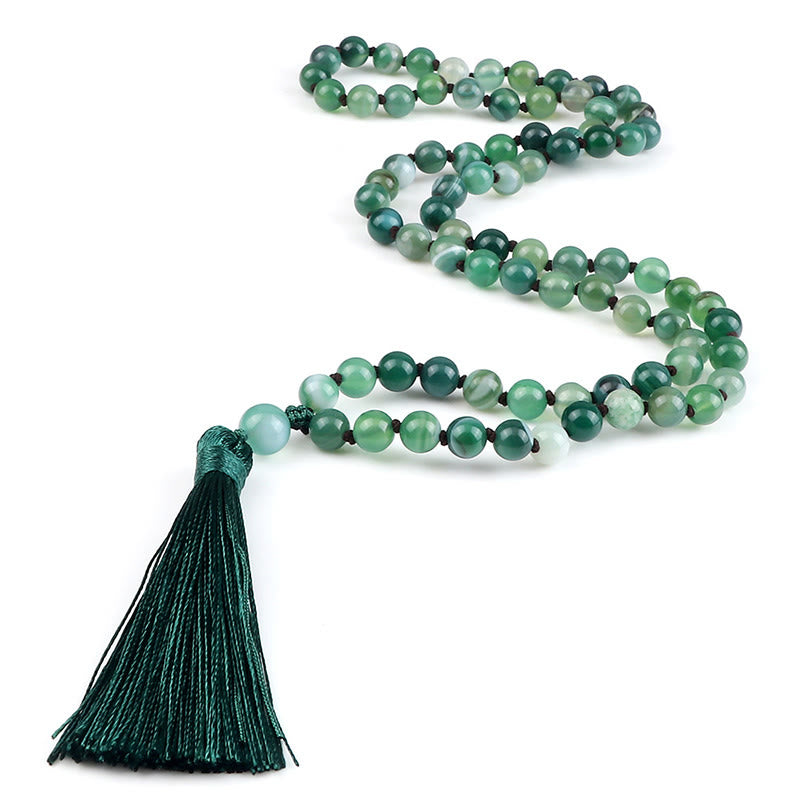 Bracelet de protection en Buddha Stones et pompon en malachite - Malachite - image 0