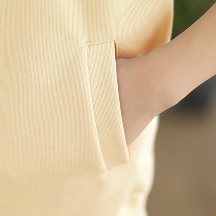 Sweat-shirt en coton à manches longues pour femme, orné de boutons et d'un col montant uni à motif de Buddha Stones - image 17