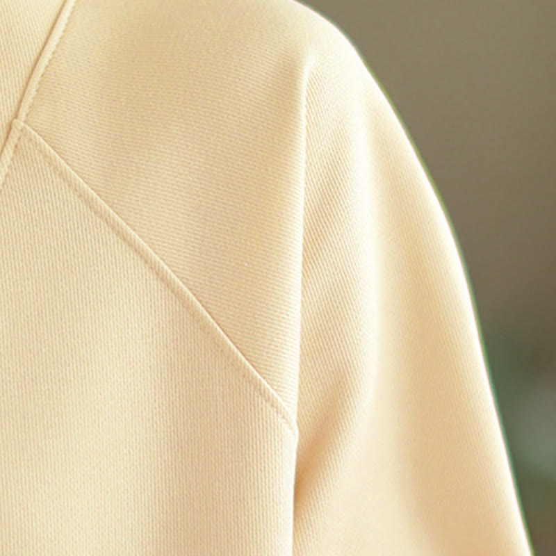 Sweat-shirt en coton à manches longues pour femme, orné de boutons et d'un col montant uni à motif de Buddha Stones - image 16