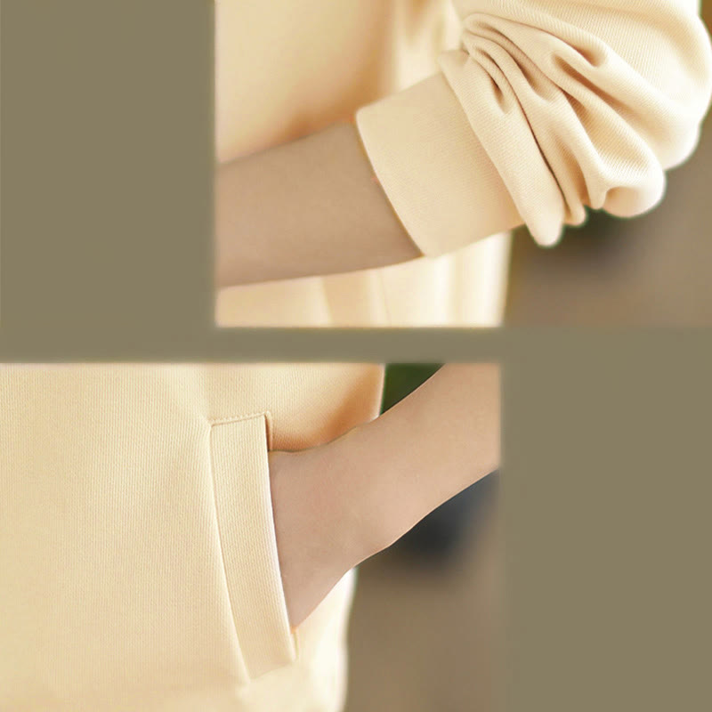 Sweat-shirt en coton à manches longues pour femme, orné de boutons et d'un col montant uni à motif de Buddha Stones - image 19