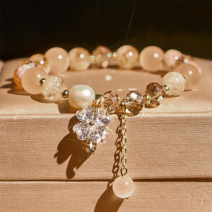 Bracelet d'équilibre en Buddha Stones, trèfle à quatre feuilles, améthyste, citrine, quartz fraise vert, quartz rutile et quartz rutile. - image 10