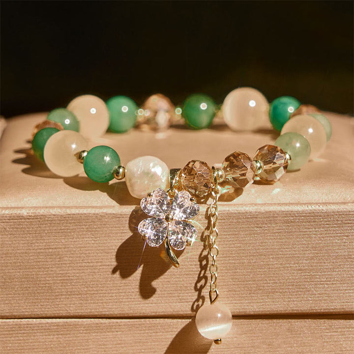 Bracelet d'équilibre en Buddha Stones, trèfle à quatre feuilles, améthyste, citrine, quartz fraise vert, quartz rutile et quartz rutile. - image 15