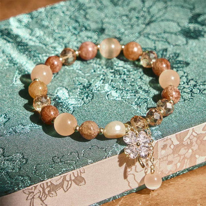 Bracelet d'équilibre en Buddha Stones, trèfle à quatre feuilles, améthyste, citrine, quartz fraise vert, quartz rutile et quartz rutile. - image 19